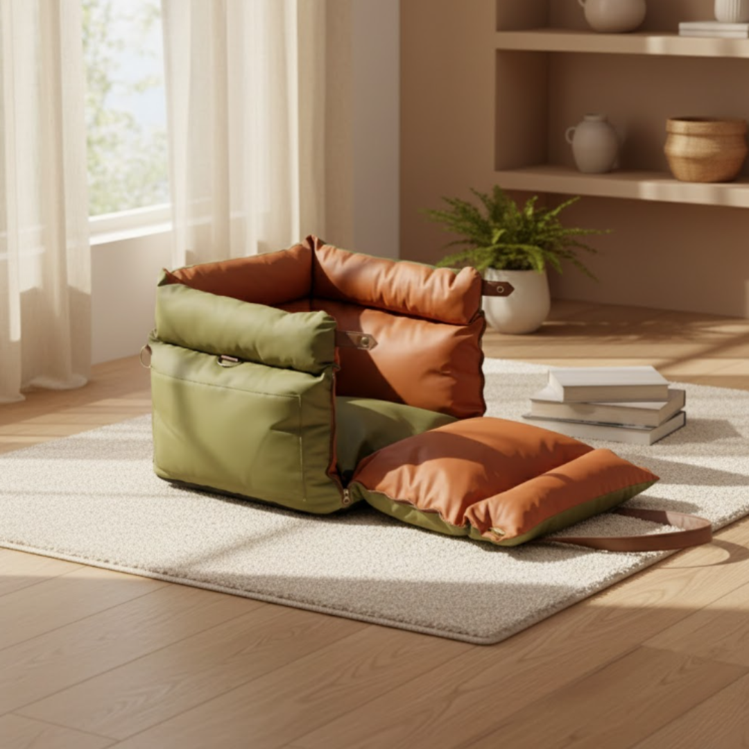 Luxury Faux Leather Dog-Cat Carrier Bag | Car Seat For Dogs