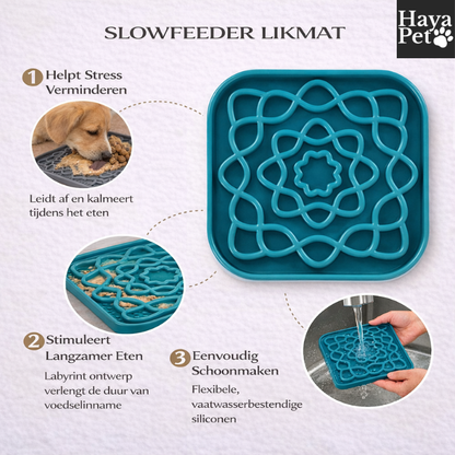 Kleine Vierkante Anti-Schrokbak Voor Honden Met Bloemmotief