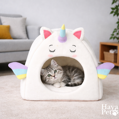 Cat Sleeping Cave With Unicorn Design
