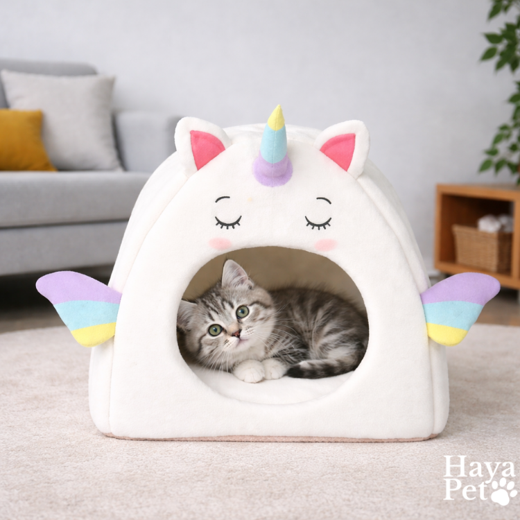 Cat Sleeping Cave With Unicorn Design
