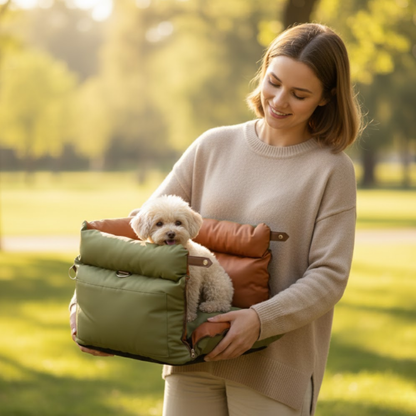 Honden-kattendraagtas van luxe kunstleer | Autostoeltje voor honden
