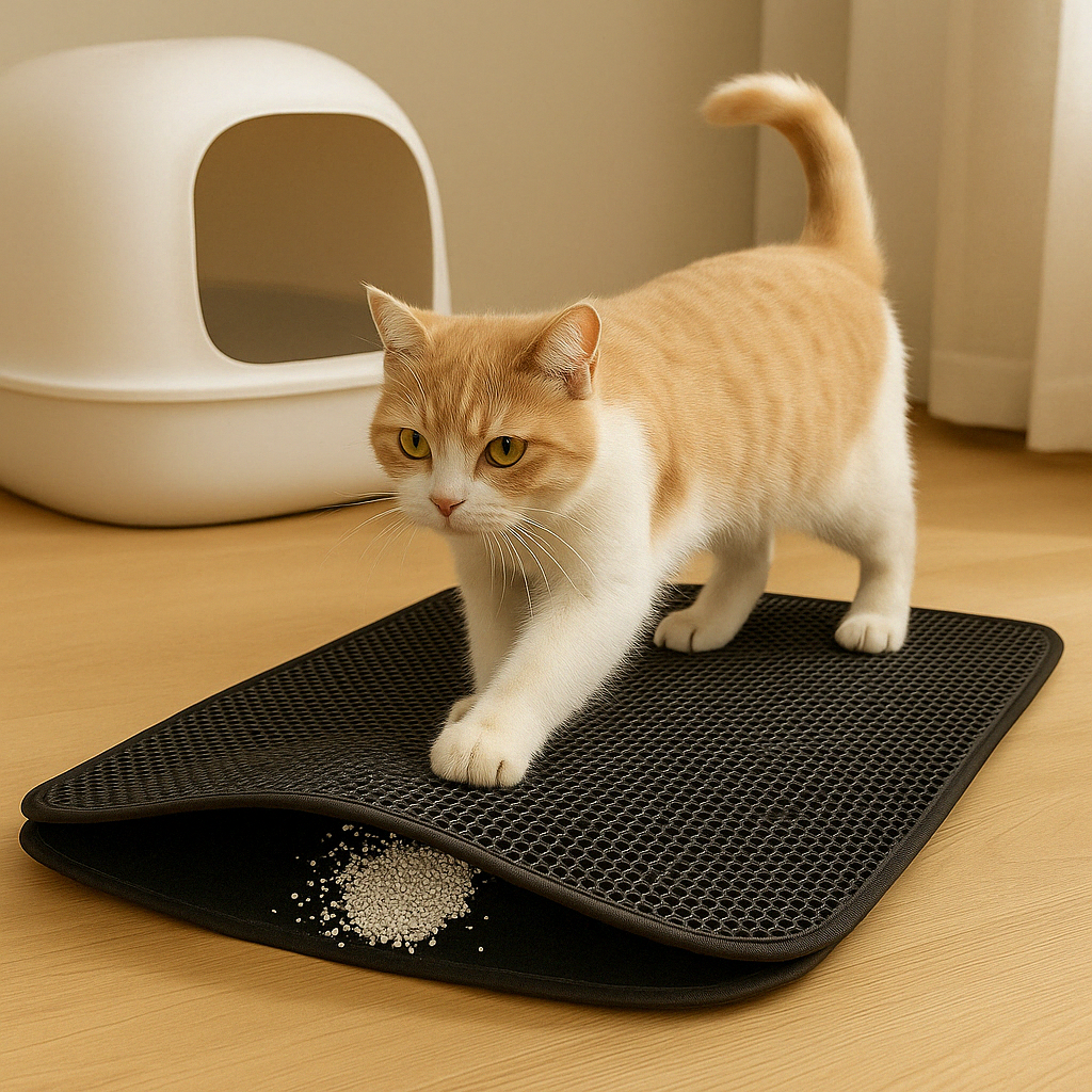 Kattenbakmat Dubbel Laags, Anti-Slip & Waterdicht Houdt Vloer Schoon