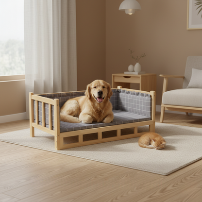 Honden Verhoogd Houten Bed | Wasbaar Schuim