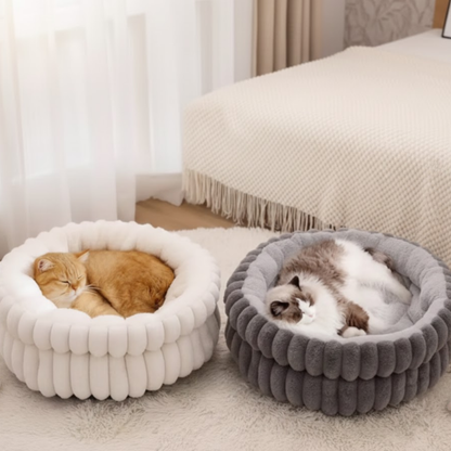 Pluche Winter Huisdiermand | Warm en Wasbaar Rond Kattennest