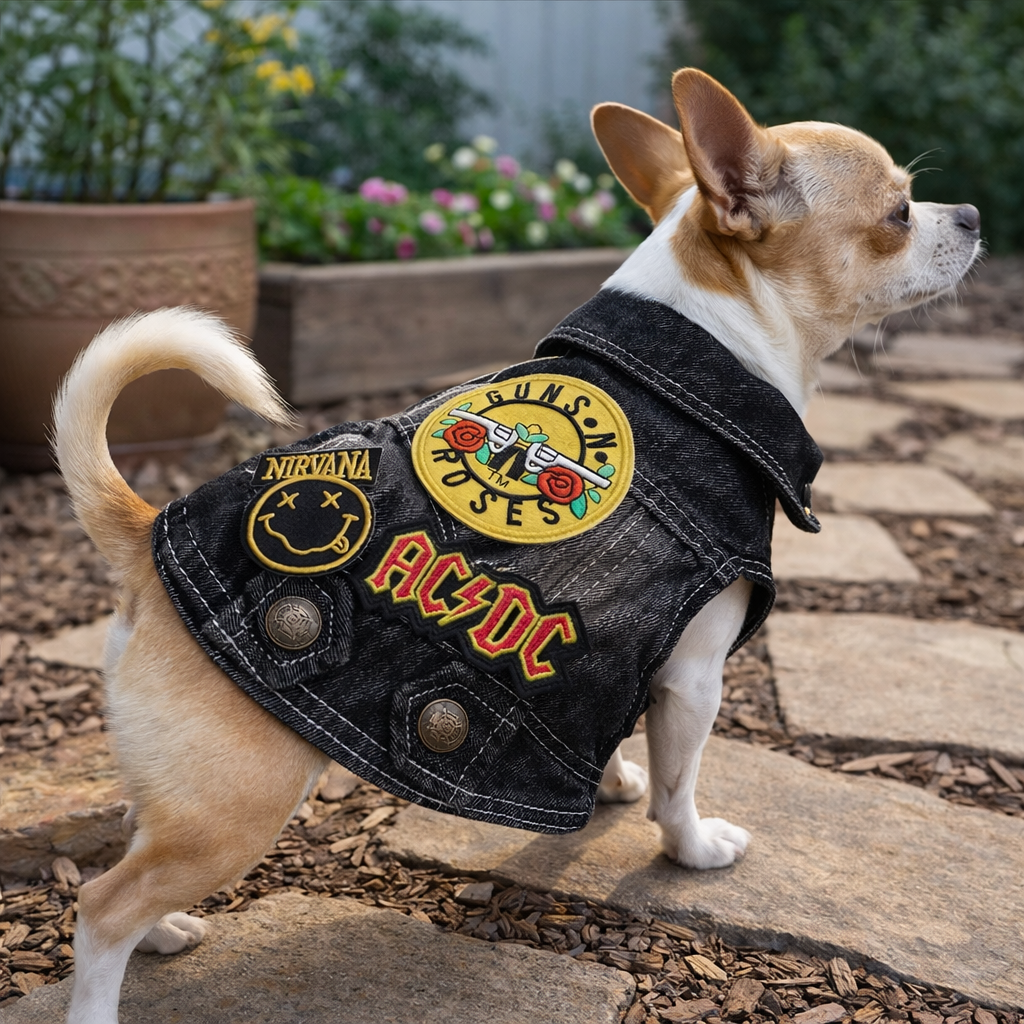 Pet Vintage Rock Vest | With Studs
