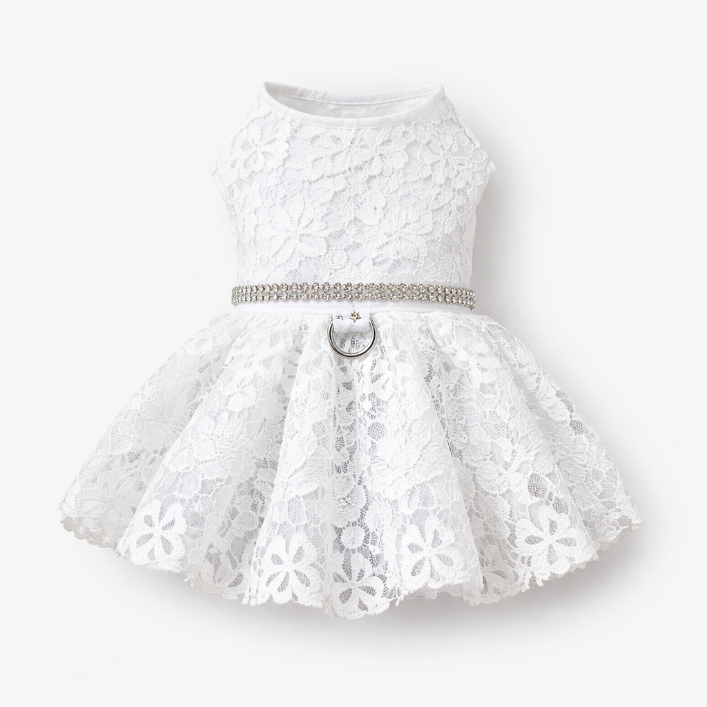 Pet Wedding Lace Dress | White