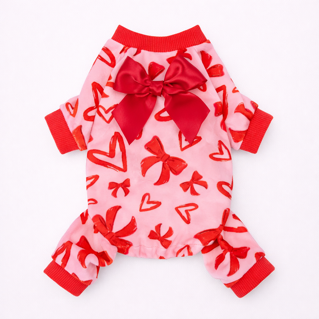 Pet Heart Bow Pajamas | Patterned