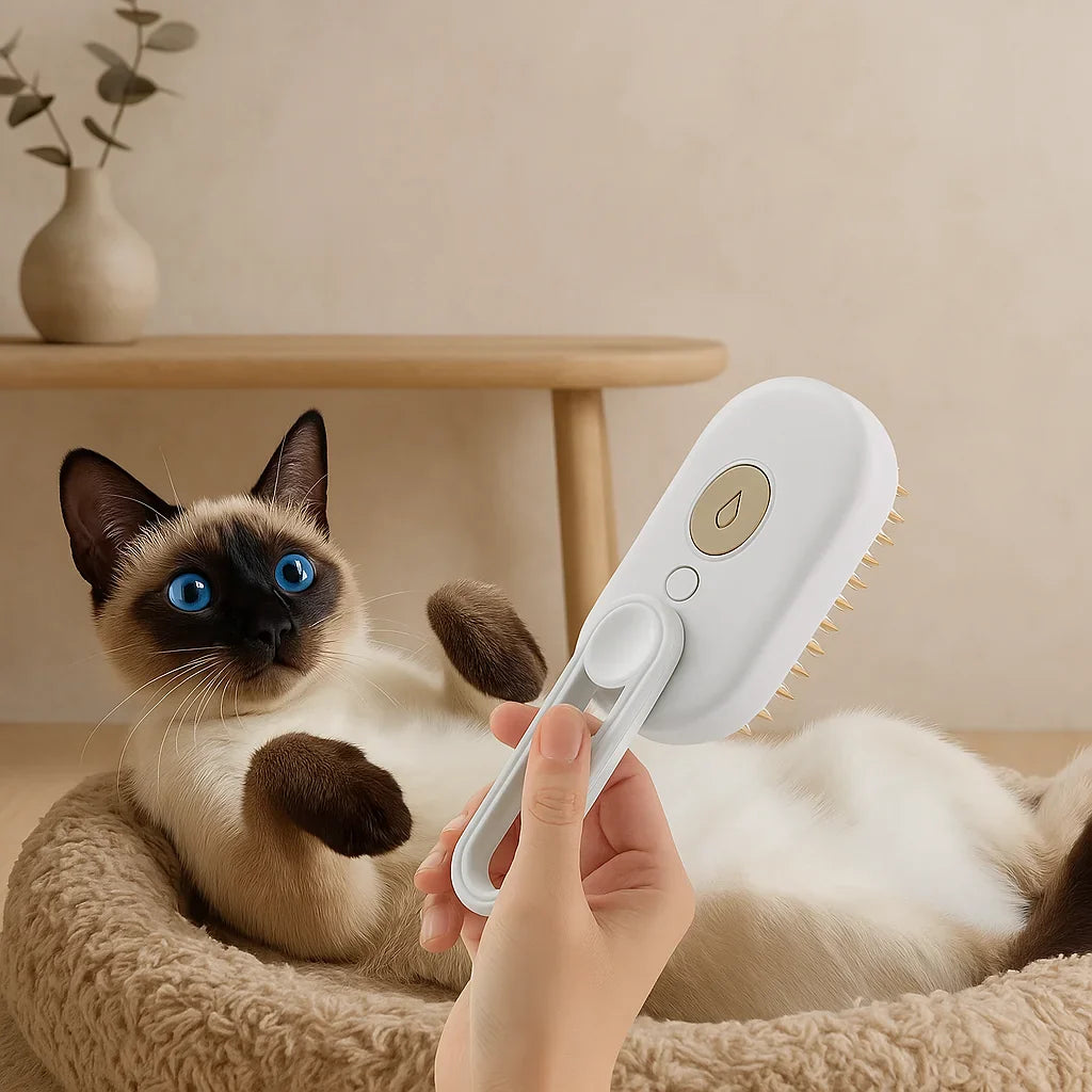Stoomborstel Kattenhaarborstel Tegen Haaruitval Voor Gezonde Glanzende Vacht