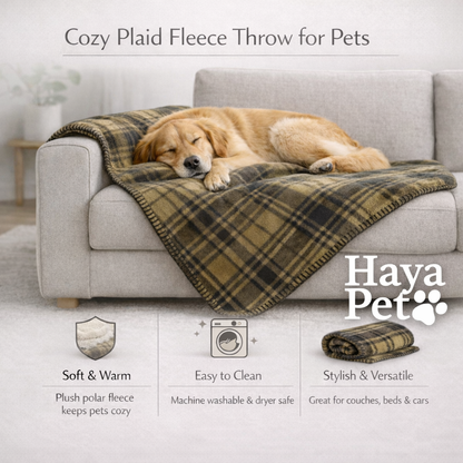 Dog Blanket with Checkered Pattern | Olive Green