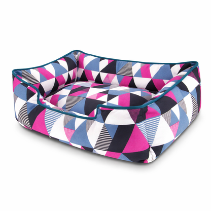 Dog Lounge Bed with Geometric Pattern
