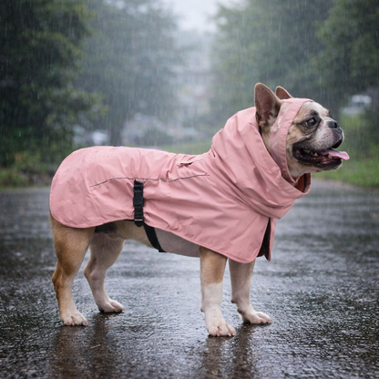 Pink Dog Rain Jacket with High Neck Collar