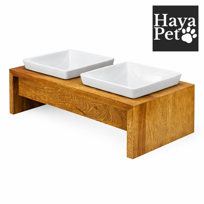 Wooden Feeding Station With Two Bowls