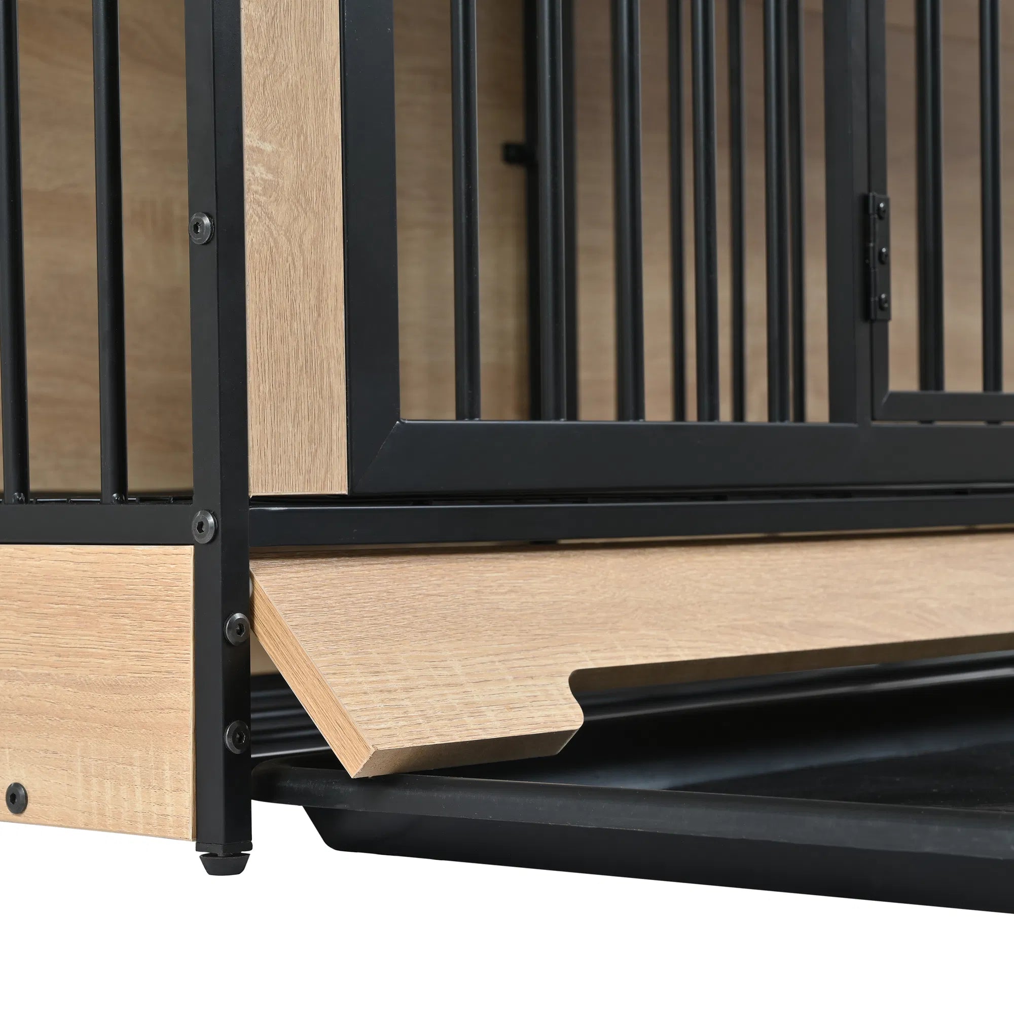 Xl Hondenbench Japandi Stijl Houten Bench Met Stalen Spijlen