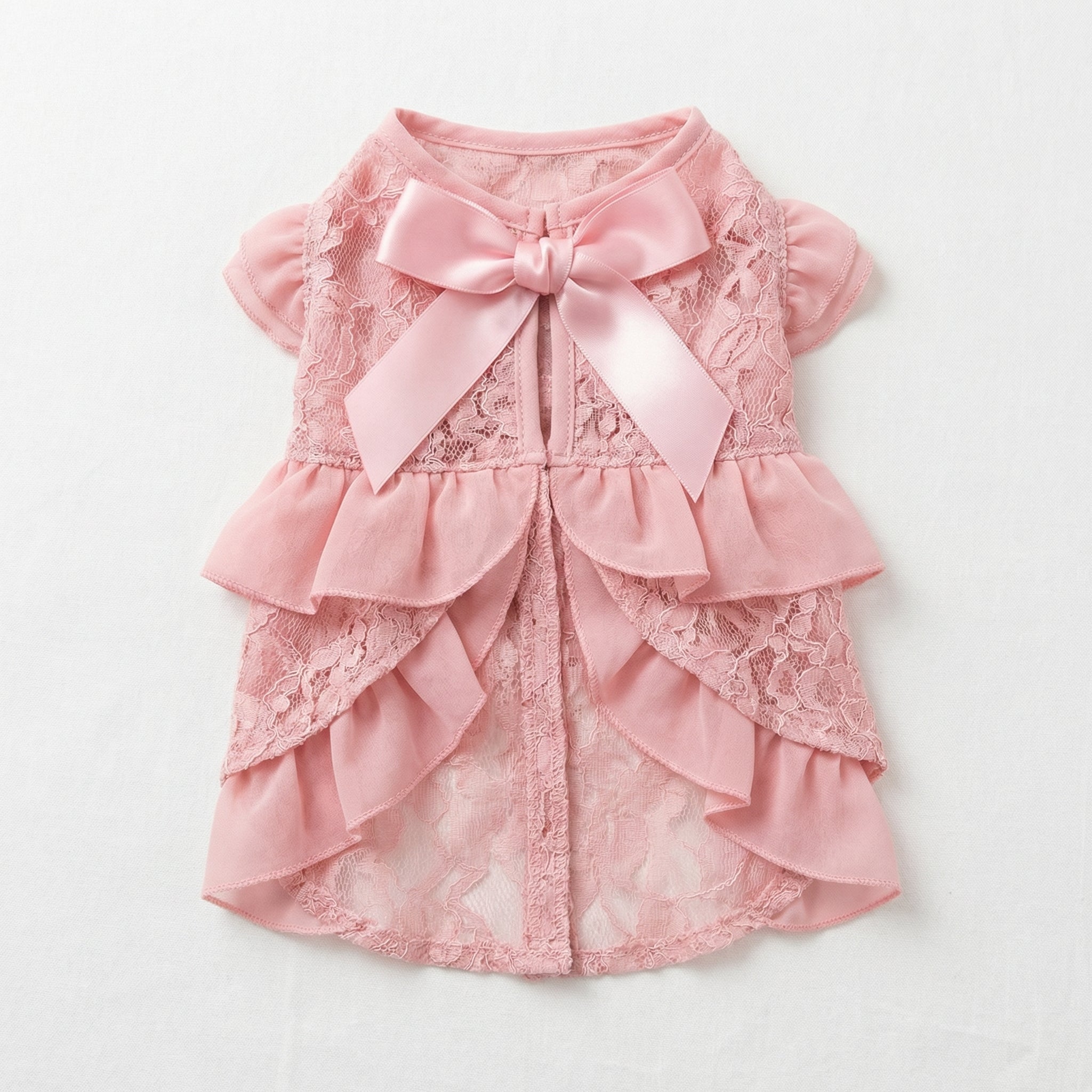 Roze Kanten Hondenjurk Met Ruches