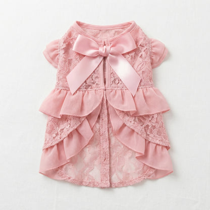 Roze Kanten Hondenjurk Met Ruches