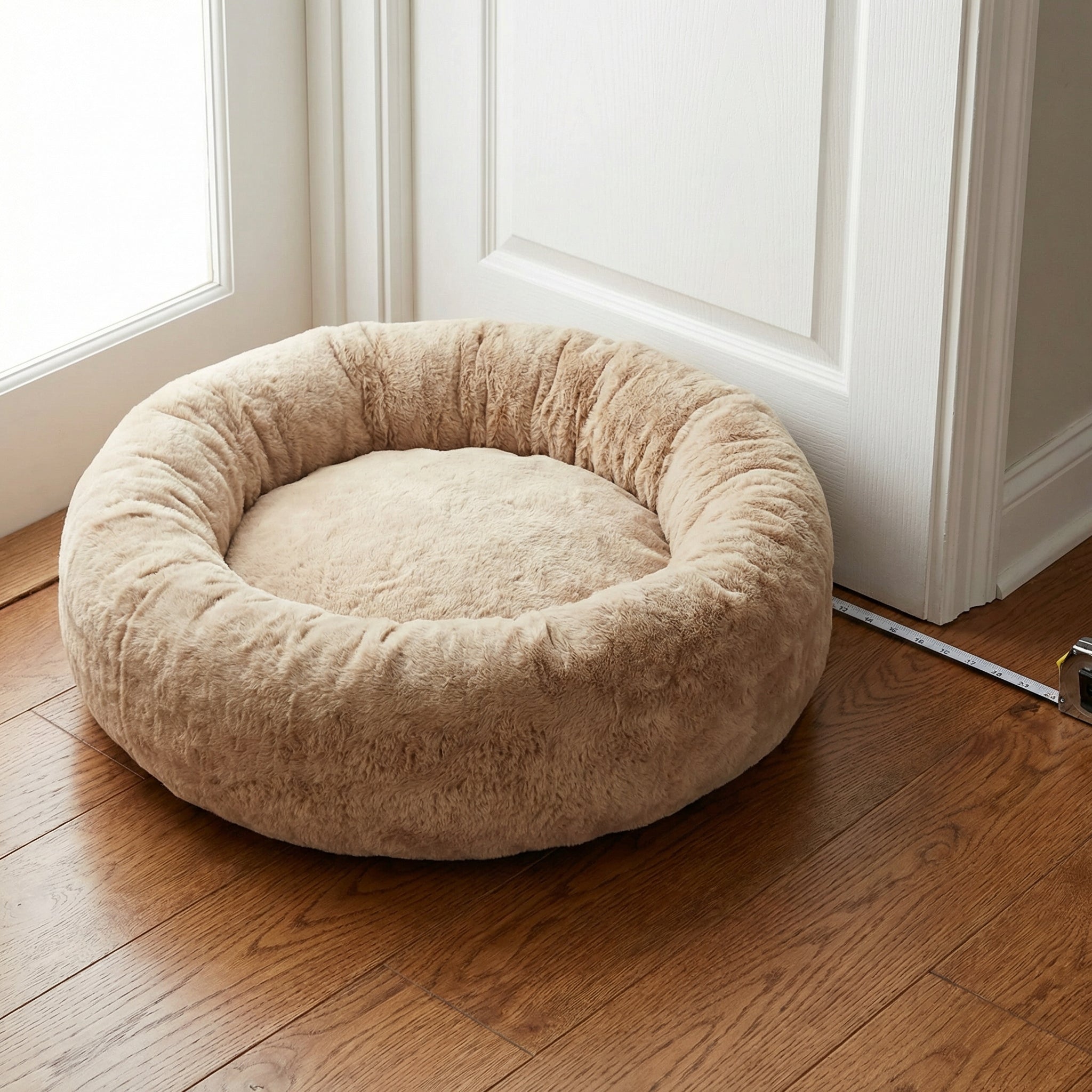PupPouf Luxe Donutbed in Imitatiebont - Desert Luxe