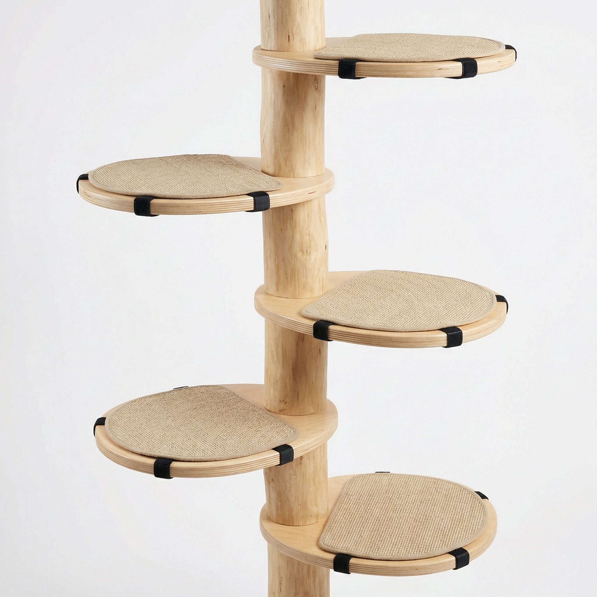 Mega Perch Kattenboom - 155cm Natuurlijk Hout met Uitneembare Sisal Pads