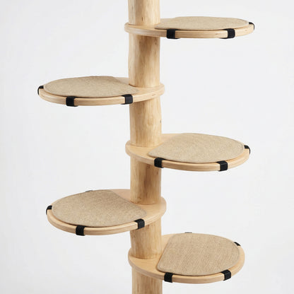 Mega Perch Kattenboom - 155cm Natuurlijk Hout met Uitneembare Sisal Pads