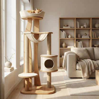 Kattentoren in moderne woonkamer