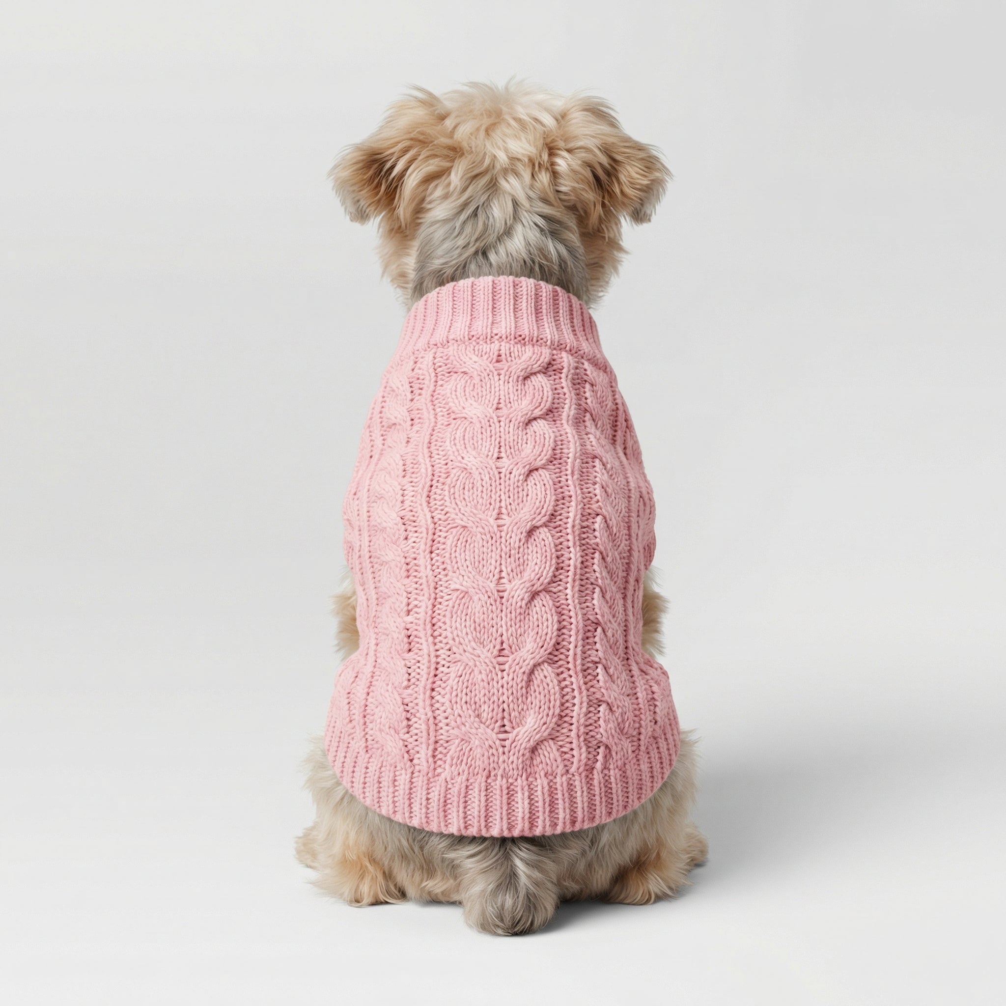 Roze Gebreide Hondentrui Met Kabelpatroon