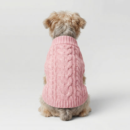 Roze Gebreide Hondentrui Met Kabelpatroon