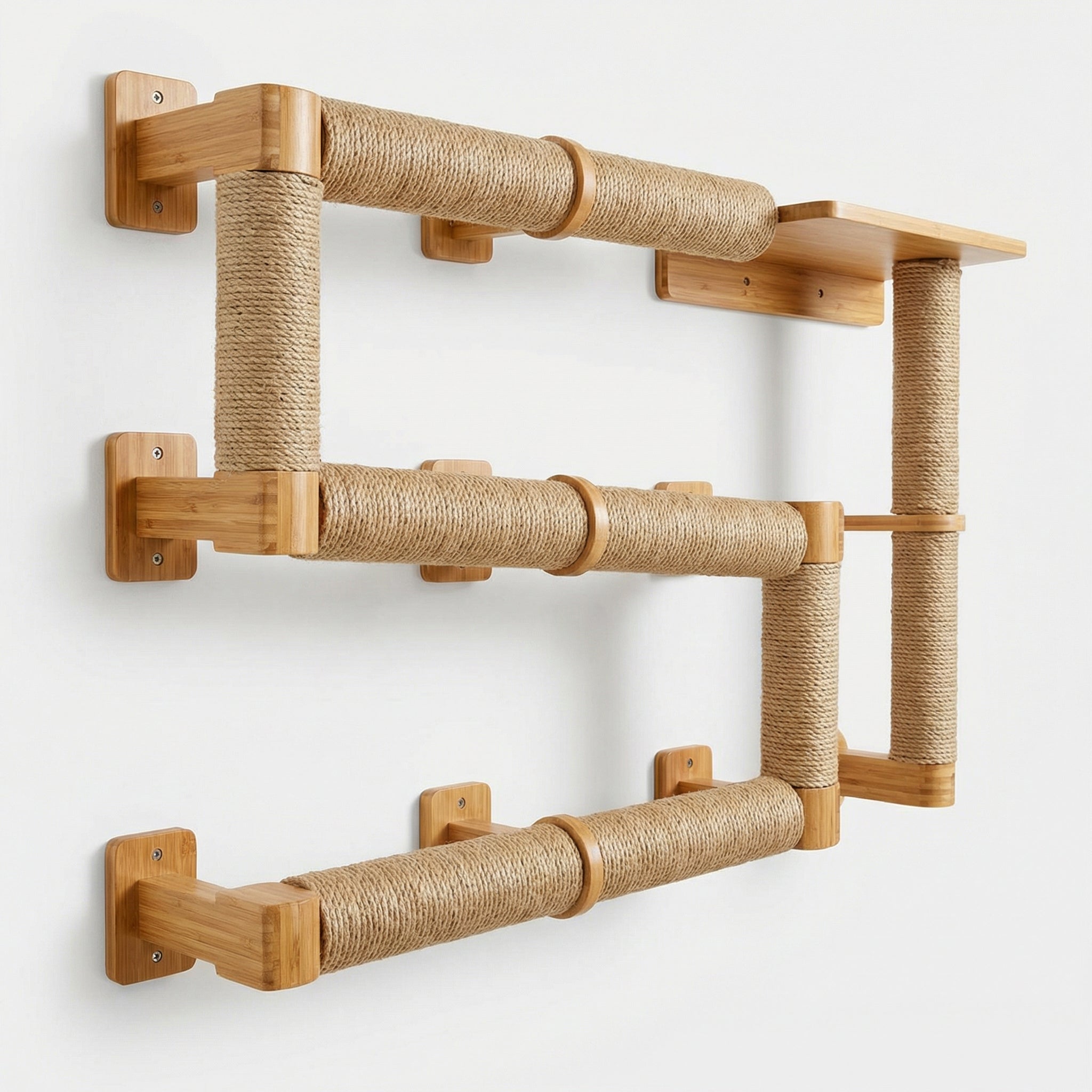 Wandgemonteerde Sisal Krabpaal - Modulair 3-Delig Systeem