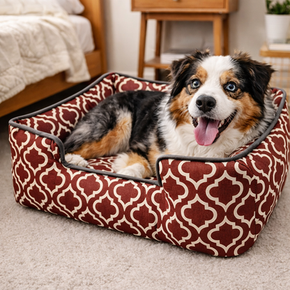 Dog Bed with Raised Edges and Removable Cushion