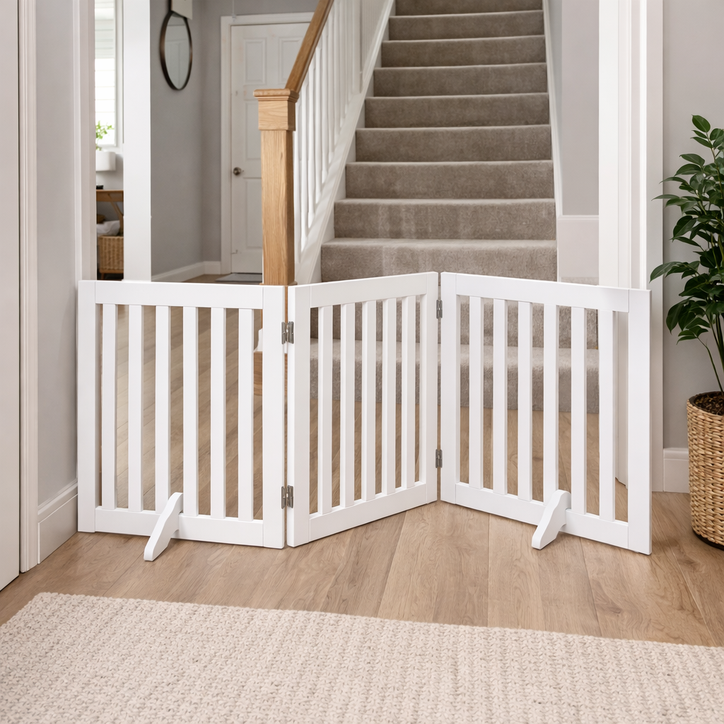 Vrijstaand Hondenhek Met Drie Panelen | Wit