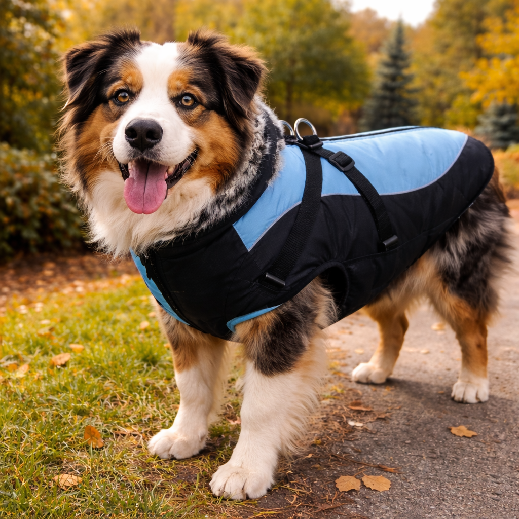 Adjustable Padded Dog Jacket with Leash