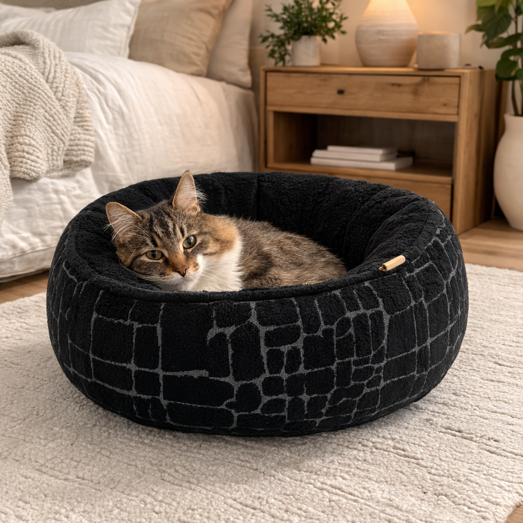 Donut Knuffelbed Voor Katten Met Verhoogde Rand