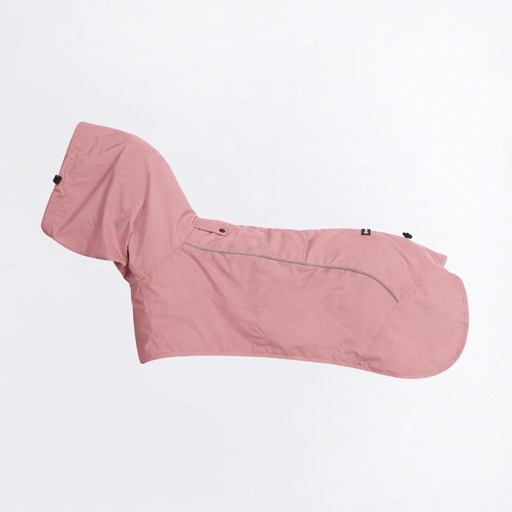 Pink Dog Rain Jacket with High Neck Collar