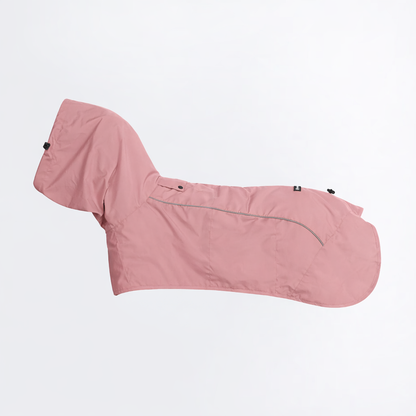 Pink Dog Rain Jacket with High Neck Collar