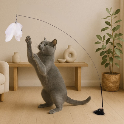 Interactief Kattenspeeltje Met Zuignap Kleurrijke Vogels Veren & Belletjes