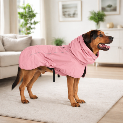Pink Dog Rain Jacket with High Neck Collar