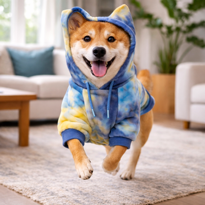 Hondenhoodie Met Pastelwolken Print