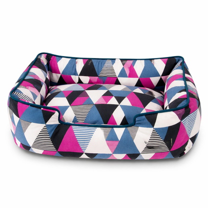 Dog Lounge Bed with Geometric Pattern