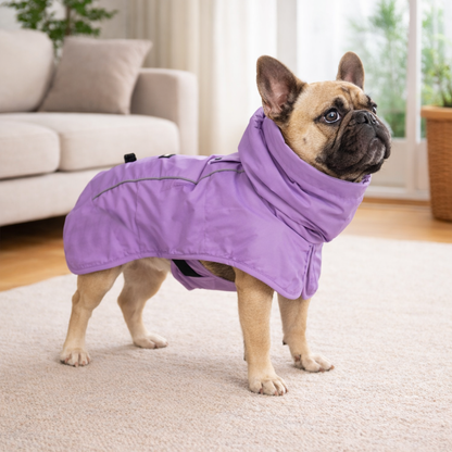 Purple Dog Rain Jacket with Protective Neck Collar