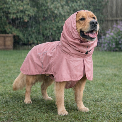 Pink Dog Rain Jacket with High Neck Collar