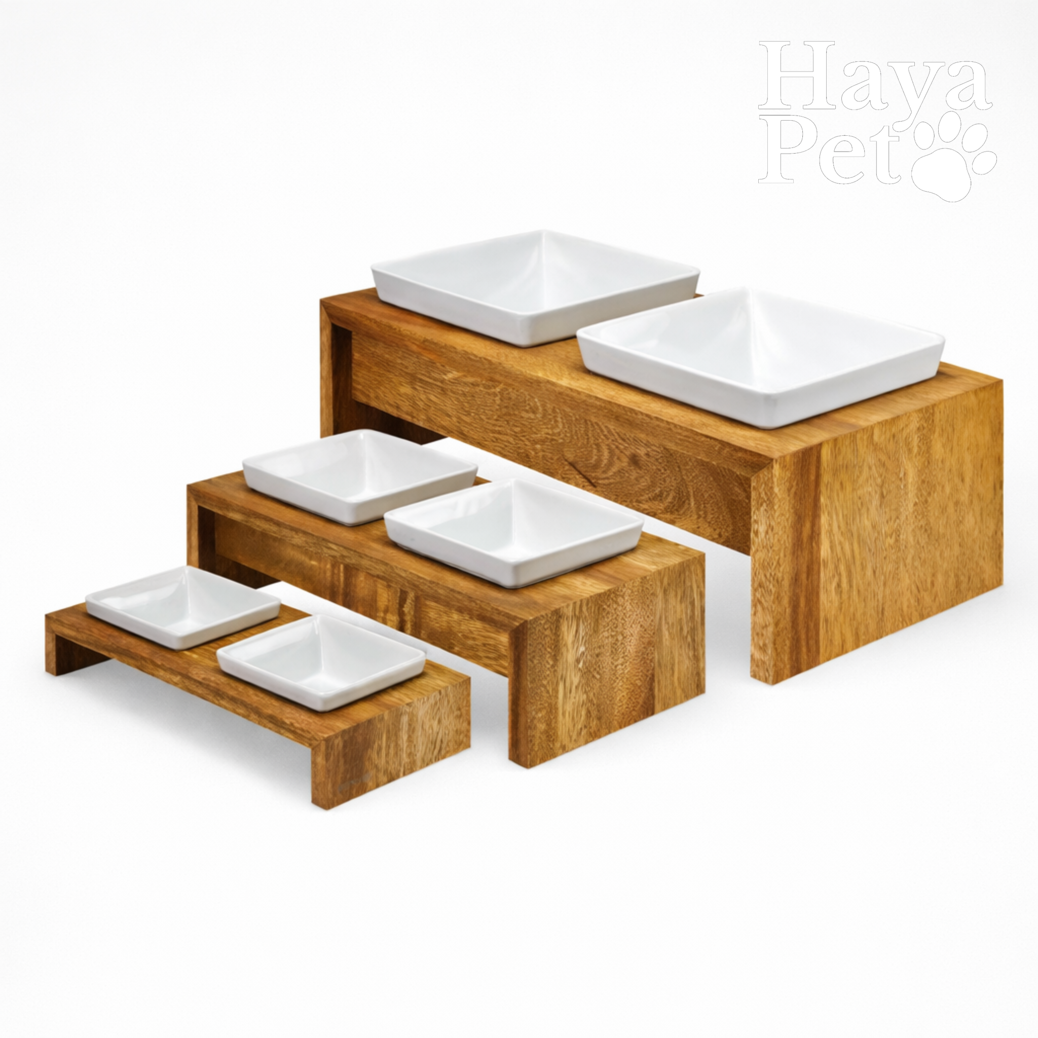 Wooden Feeding Station With Two Bowls