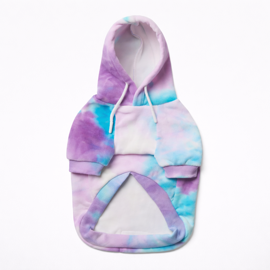 Hondenhoodie Met Blauw Tie-Dye Effect