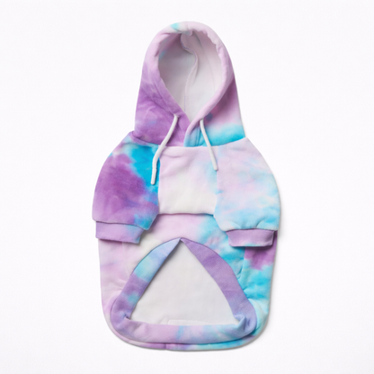 Hondenhoodie Met Blauw Tie-Dye Effect