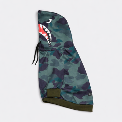 Green Camouflage Dog Hoodie with Back Details