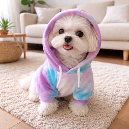 Hondenhoodie Met Blauw Tie-Dye Effect